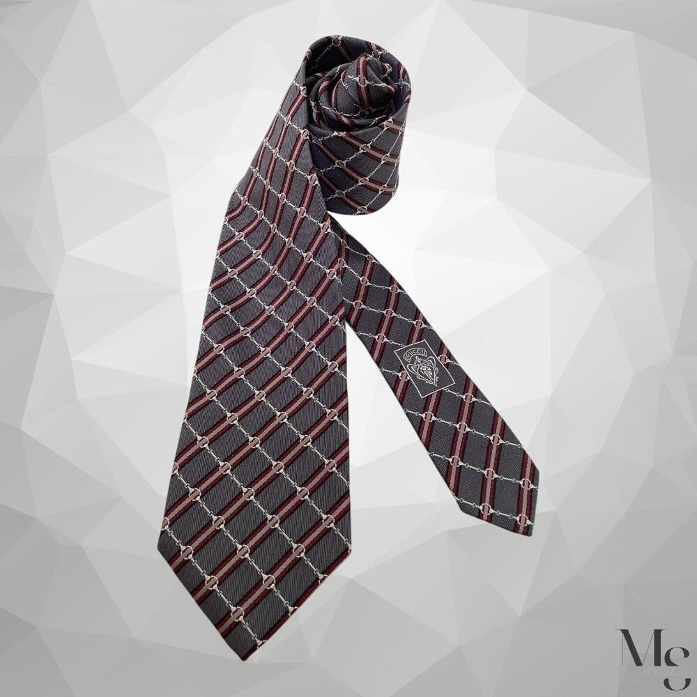 GUCCI Gray Plaids & Cheks Luxury Silk Tie Made In Italy 59”-3.25" EX COND